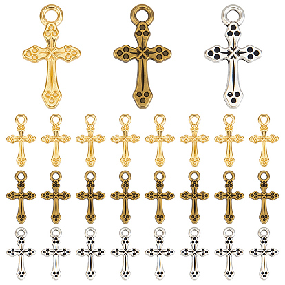 150 шт 3 цвета подвески из сплава в тибетском стиле, без свинца и без кадмия, крест прелести