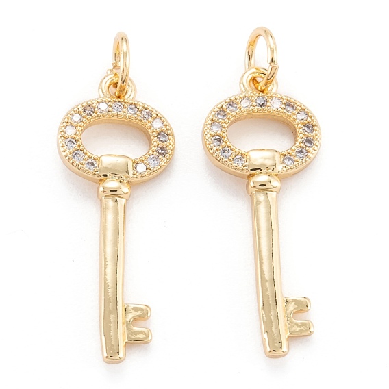 Кулон из латуни с прозрачным кубическим цирконием, долговечный, ключ