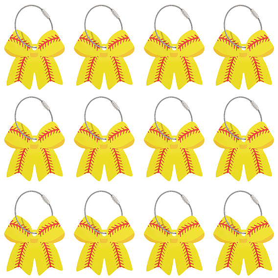 12шт. ПВХ бирки для багажа в виде бантиков, с металлическим кольцом