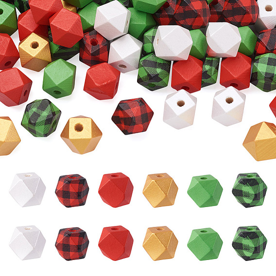 120шт 6 стиль полигональные окрашенные бусины из натурального дерева, плед бусины