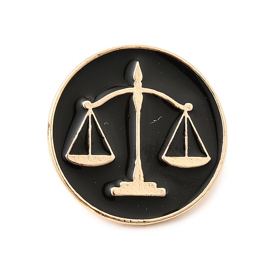 Плоский круглый эмалированный значок в виде весов правосудия., Значок из сплава для окраски рюкзака, одежды, золотые