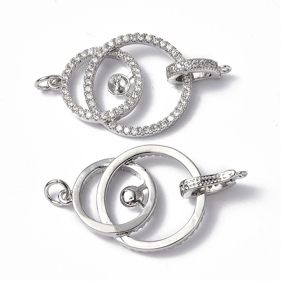 Латунное микропейв, прозрачный кубический цирконий, складные застежки, с целью перехода в кольце, без кадмия, без никеля и без свинца, за половину пробурено бисера, кольцо