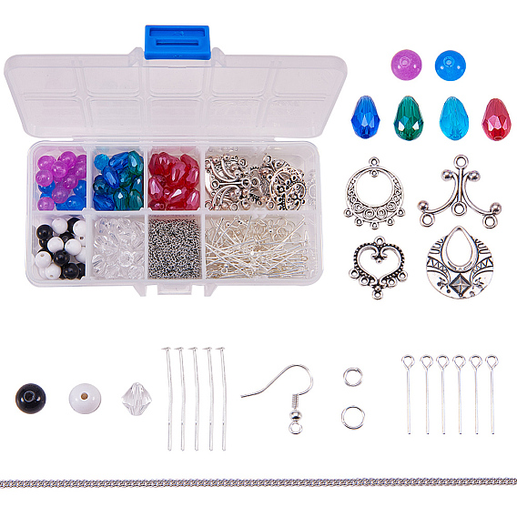 DIY Earring Making, with Tibetan Style Chandelier Components Links, Glass Beads, Acrylic Beads and Metal Findings