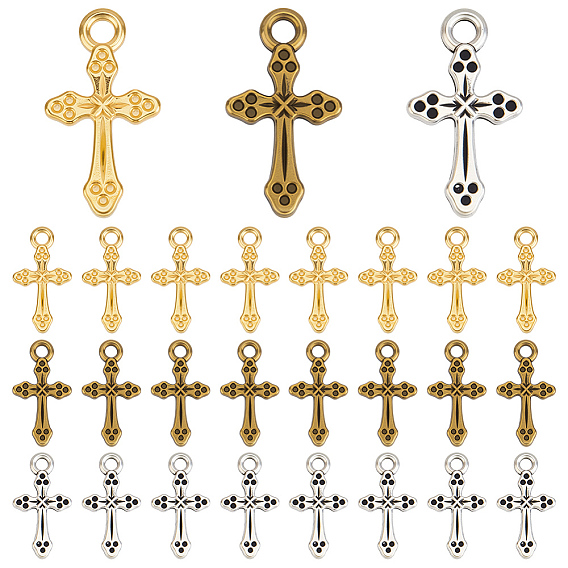150 шт 3 цвета подвески из сплава в тибетском стиле, без свинца и без кадмия, крест прелести