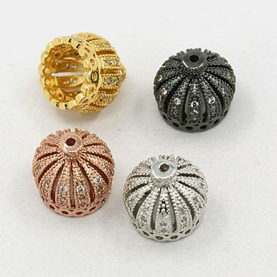 Brass Cubic Zirconia Beads, Crown