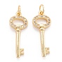 Кулон из латуни с прозрачным кубическим цирконием, долговечный, ключ