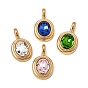 304 Stainless Steel with Rhinestone Pendants, Oval Charms, Ion Plating(IP), Real 18K Gold Plated