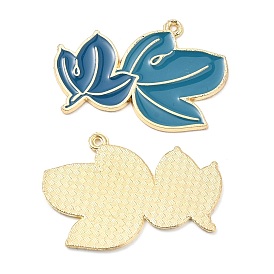 Alloy Enamel Pendants, Cadmium Free & Nickel Free & Lead Free, Golden, Leaf Charm