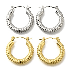 304 Stainless Steel Stripe Ring Hoop Earrings for Women