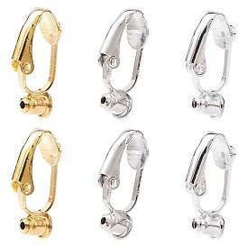 6Pcs 3 Colors Brass Clip-on Earring Converters Findings, for Non-Pierced Ears, Nickel Free