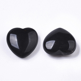 Natural Obsidian Heart Love Stone, Pocket Palm Stone for Reiki Balancing