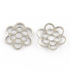 6 201 -petal acier inoxydable bouchons fleurs de perles, 13x14x2mm, Trou: 2.5mm