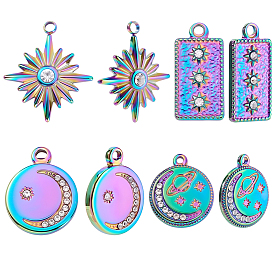 8 шт. 4 Стиль: луна, планеты и звезды 304 Подвески из нержавеющей стали, со стразами, разнообразные