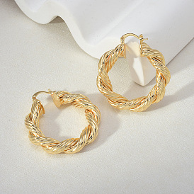 Латунь обруч серьги для женщин, твист кольцо