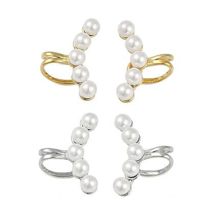 304 женские серьги-манжеты из нержавеющей стали, с пластиковой имитационной жемчужиной