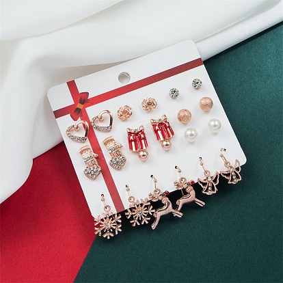 Christmas Pearl Bell Earrings Set - Fashionable and Festive