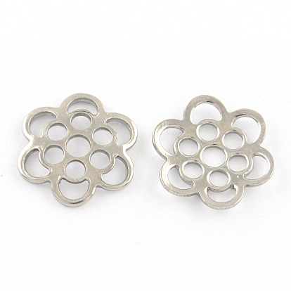 6 201 -petal acier inoxydable bouchons fleurs de perles, 13x14x2mm, Trou: 2.5mm