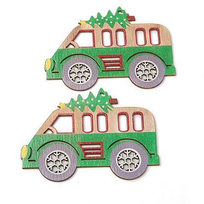 Christmas Theme Natural Wood Big Pendants, Car