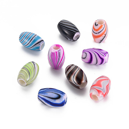 Opaque Acrylic European Beads, Large Hole Beads, Barrel