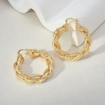 Латунь обруч серьги для женщин, твист кольцо