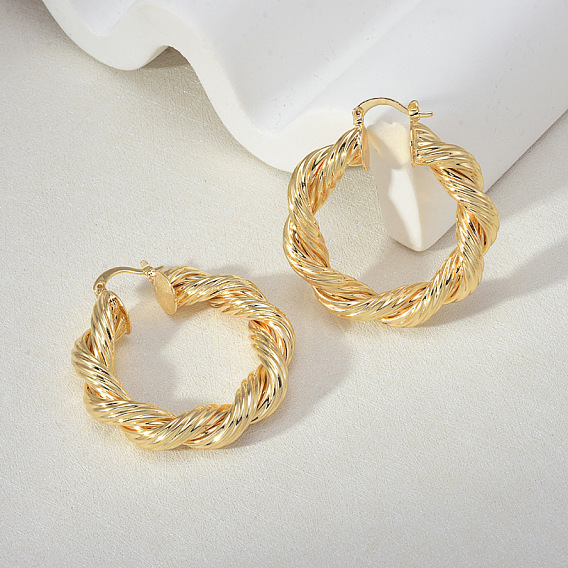 Латунь обруч серьги для женщин, твист кольцо