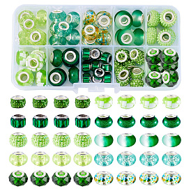 70 шт 10 стили смолы европейские бусины, бусины-рондели с крупными отверстиями и латунным стержнем