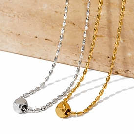 Stainless Steel Cube Pendant Necklaces, Oval Link Chain Necklaces