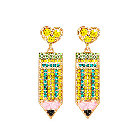 Geometric Pencil-inspired Earrings with Creative Design and European-style Charm