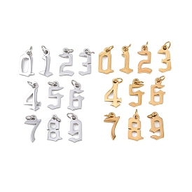 10 шт. 304 подвески из нержавеющей стали, число 0~9