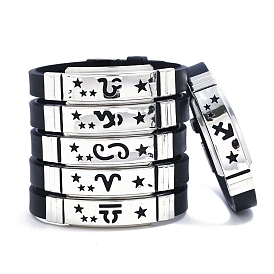 Stainless Steel Constellation Link Bracelet with Silicone Cords
