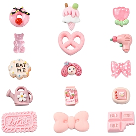 20 шт. 20 стили наборы кабошонов из непрозрачной смолы, медведь, цветок и мороженое, разнообразные