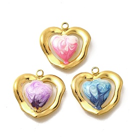 304 нержавеющей стальной эмали подвески, сердце прелести, реальный 18 k позолоченный