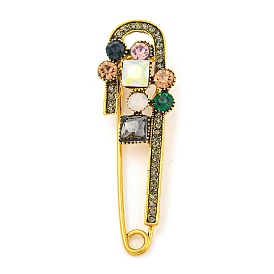 Alloy Colorful Rhinestone Safety Pin Brooch