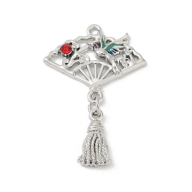 Подвески со стразами из сплава эмали, без кадмия, без никеля и без свинца, в форме веера и кисточки