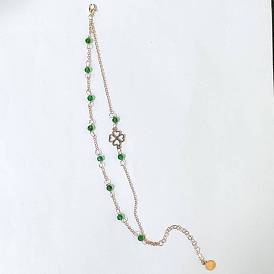 304 Stainless Steel & Glass Multi-strand Bracelets, Link Bracelets for Women