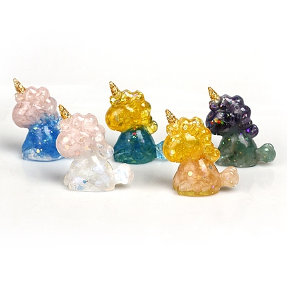 Смола украшения дома дисплей, с блестками и драгоценными камнями внутри, единорог