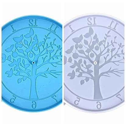 Плоские круглые формы с рисунком дерева, сделай сам, пищевые силиконовые формы для часов, формы для литья смолы, для уф-смолы, изготовление изделий из эпоксидной смолы
