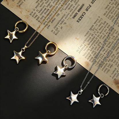 Наборы подвесок из сплава в форме звезды: колье и серьги-кольца