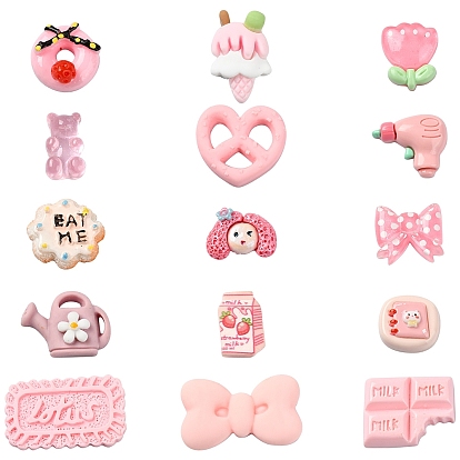 20 шт. 20 стили наборы кабошонов из непрозрачной смолы, медведь, цветок и мороженое, разнообразные