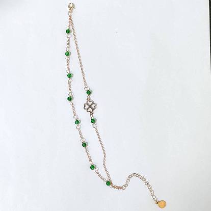 304 Stainless Steel & Glass Multi-strand Bracelets, Link Bracelets for Women