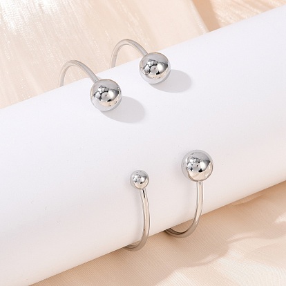 304 браслеты-манжеты из нержавеющей стали, браслеты с крутящим моментом для женщин, круглый шар