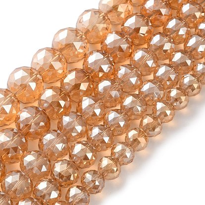 Прозрачные стеклянные бусины гальваническим пряди, круглые, граненые