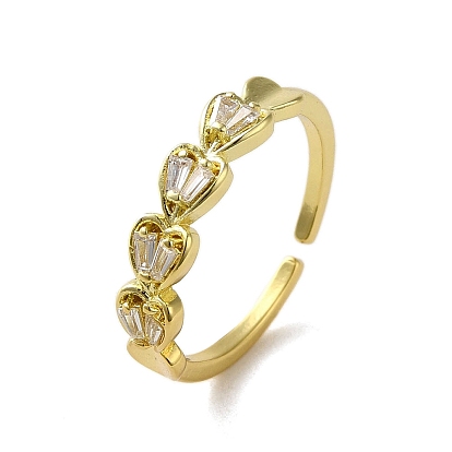 Anillos de latón con circonita cúbica, corazón