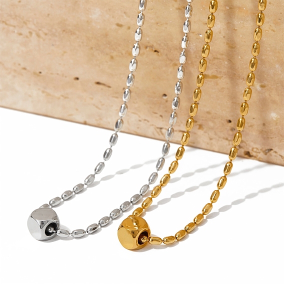 Ожерелья с подвесками в виде кубиков из нержавеющей стали, Ожерелья овальной цепи