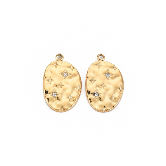 304 подвески из нержавеющей стали, с кристально горный хрусталь, овальные подвески со звездой