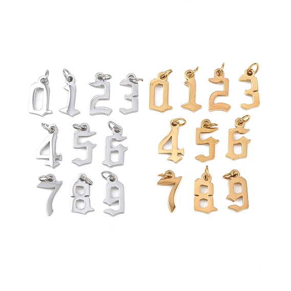 10 шт. 304 подвески из нержавеющей стали, число 0~9