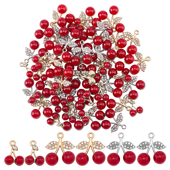 54шт 3 стили подвески со стразами из сплава, вишня