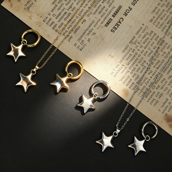 Наборы подвесок из сплава в форме звезды: колье и серьги-кольца