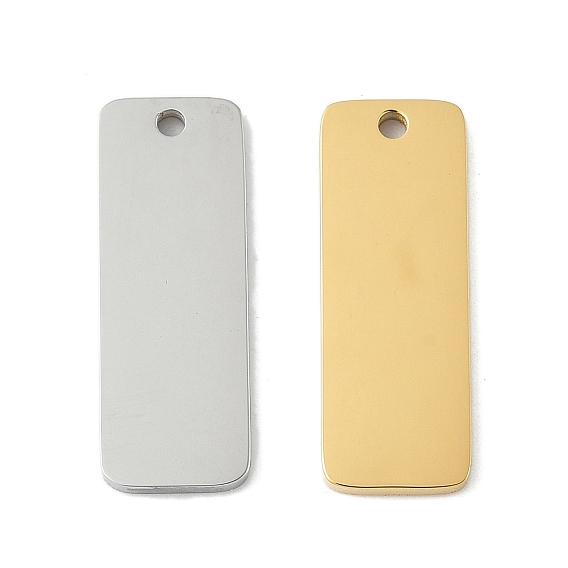 304 подвески-бирки из нержавеющей стали с зеркальной полировкой, прямоугольный шарм, ионное покрытие (ip), лазерная резка