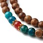 Collier pendentif rond plat guan yin, 7 collier chakra avec pierre mixte, bijoux de bouddha en perles de bois, amulette feng shui pour la sécurité de la richesse